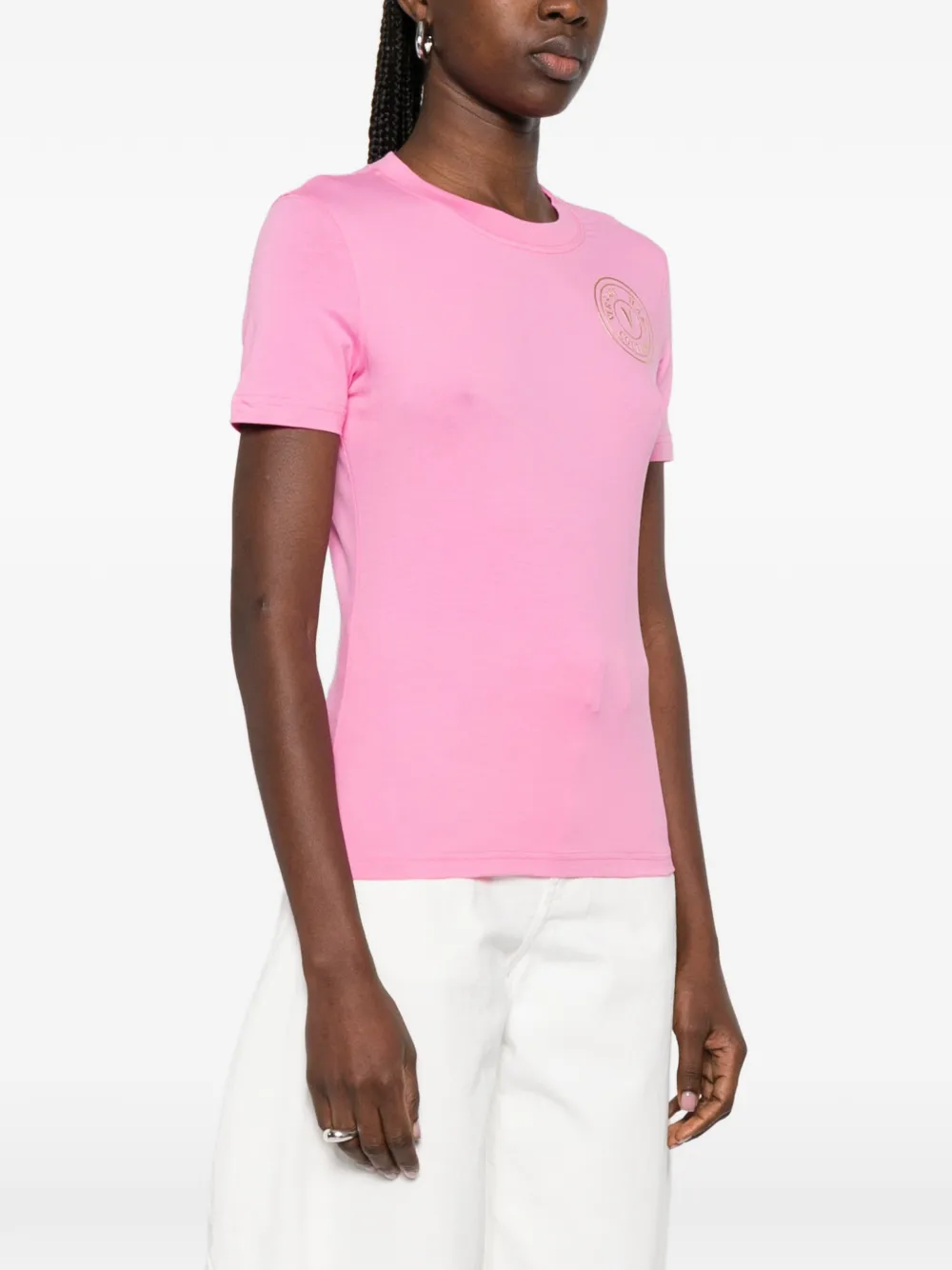 Versace Jeans Couture T-shirt met logo Roze