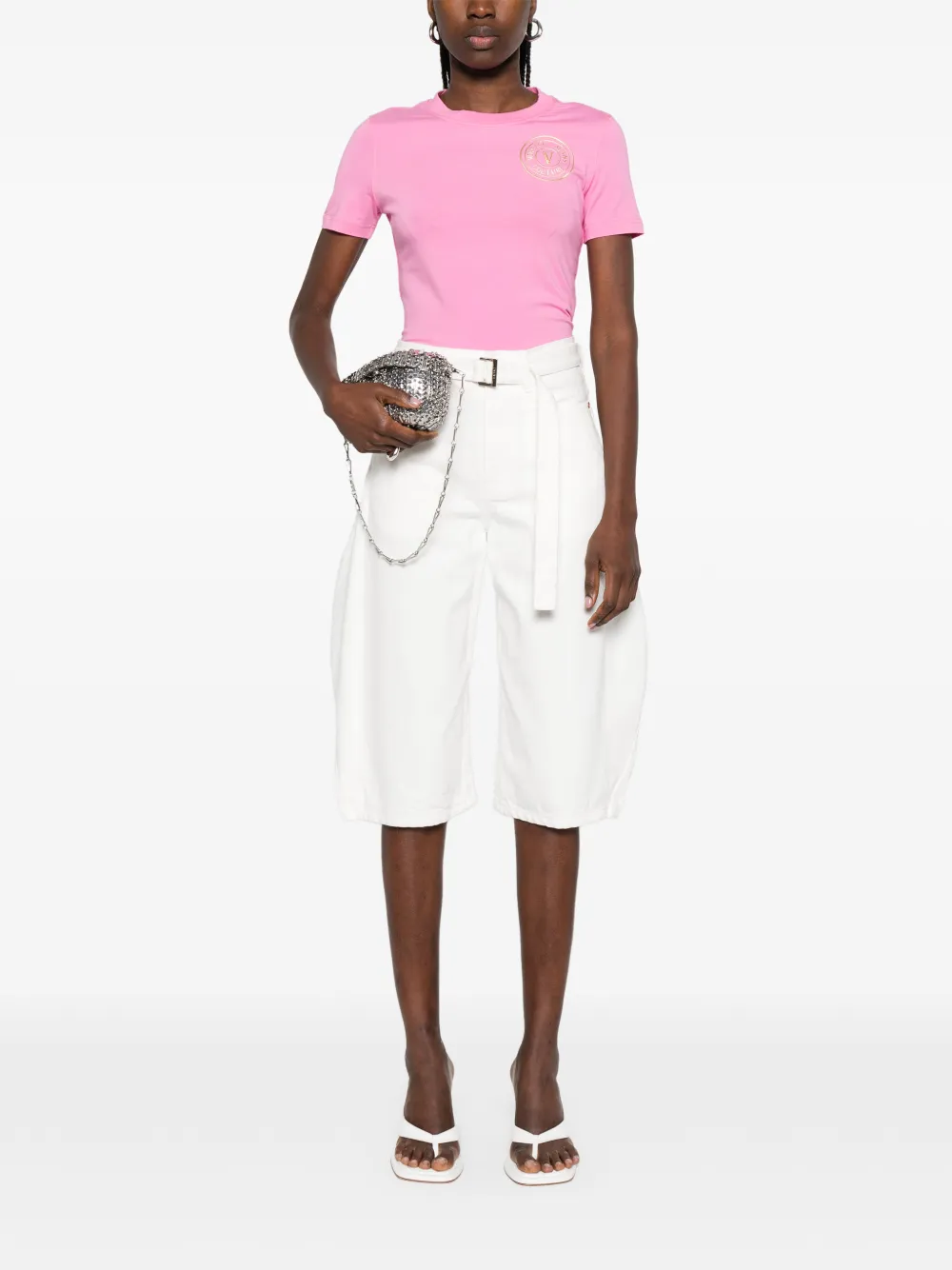 Versace Jeans Couture T-shirt met logo Roze