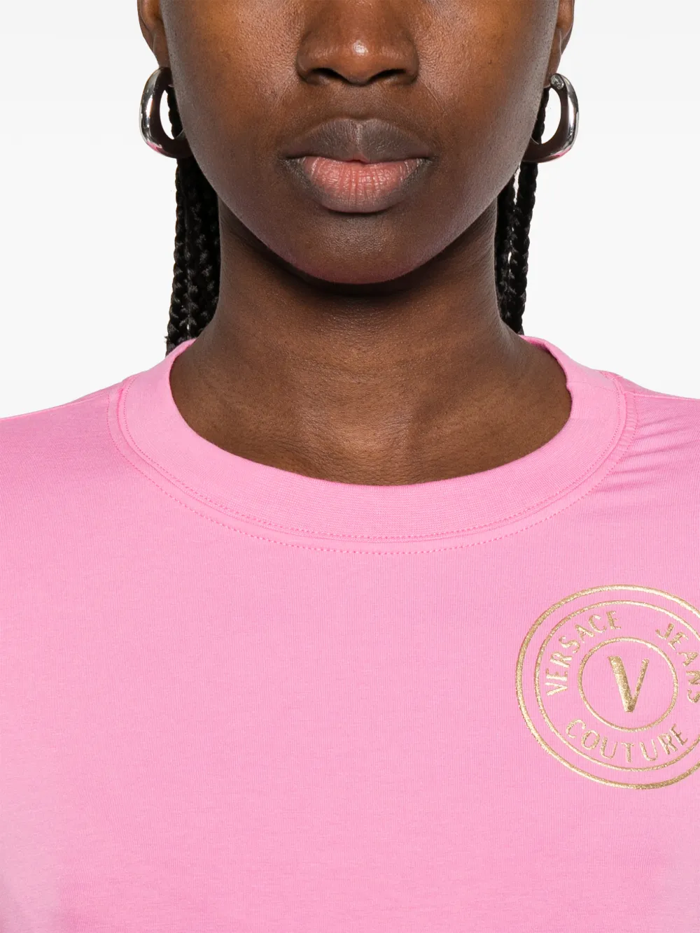 Versace Jeans Couture T-shirt met logo Roze