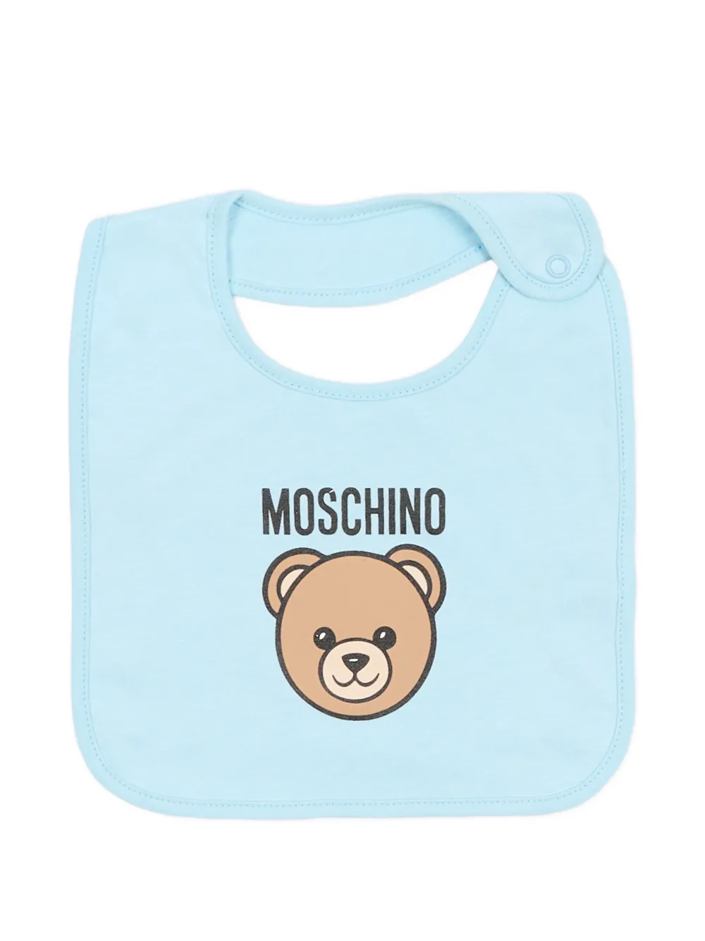 Moschino Kids bear appliqu&eacute;d hat bib set - Blauw