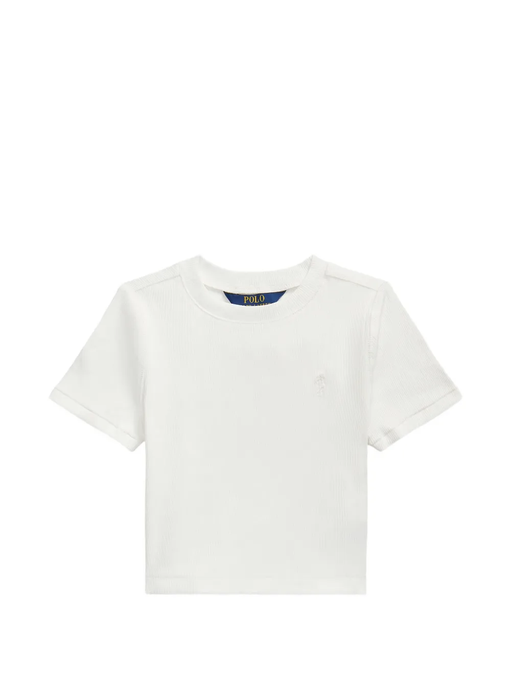 POLO RALPH LAUREN KIDS ribbed embroidered boxy T-shirt - Bianco
