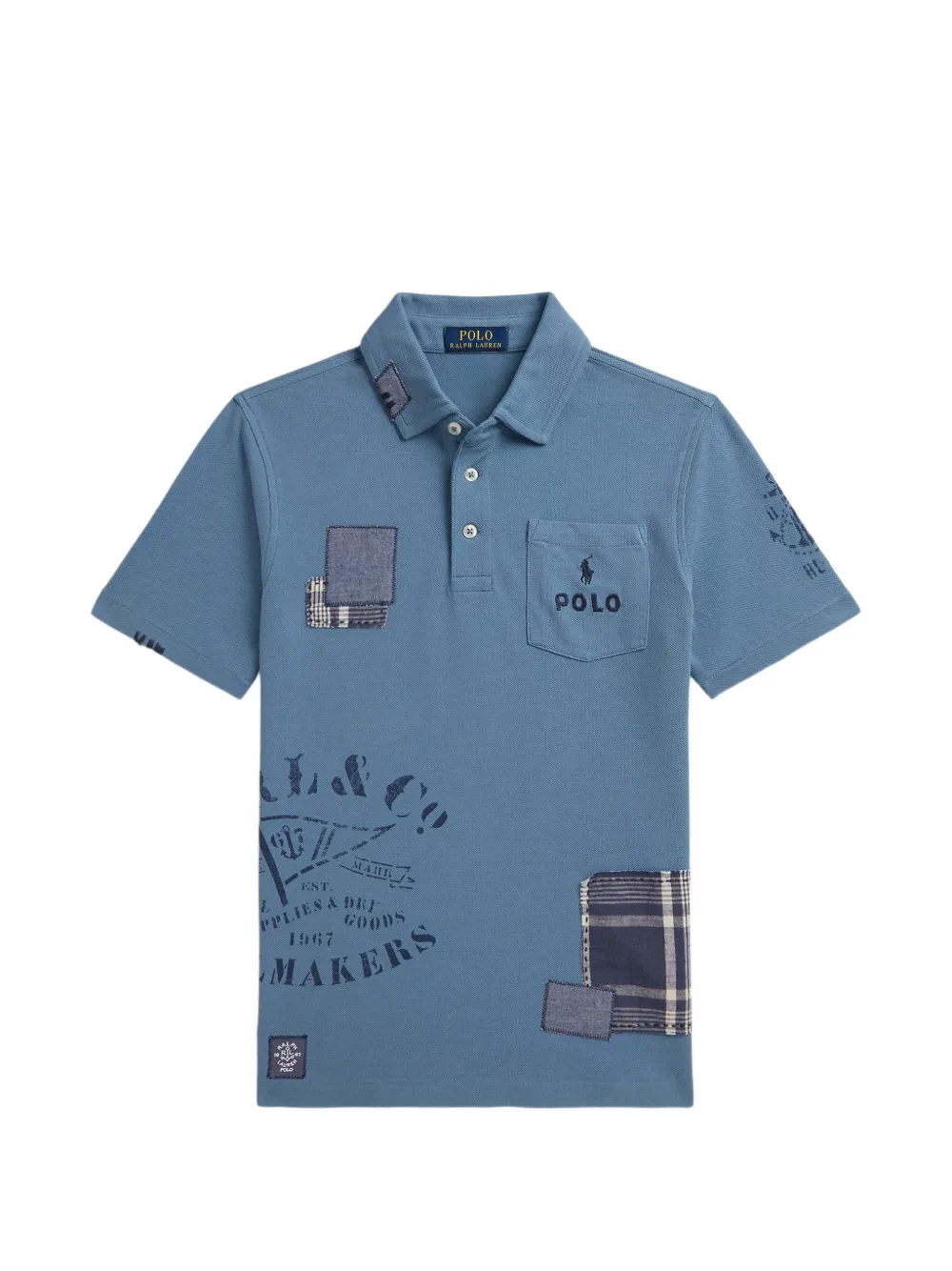 POLO RALPH LAUREN KIDS Polo con design patchwork - Blu