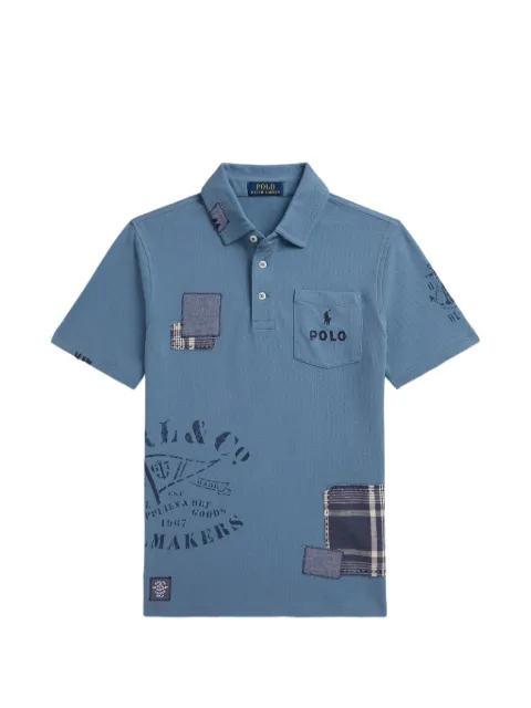POLO RALPH LAUREN KIDS patchwork pocket cotton polo shirt