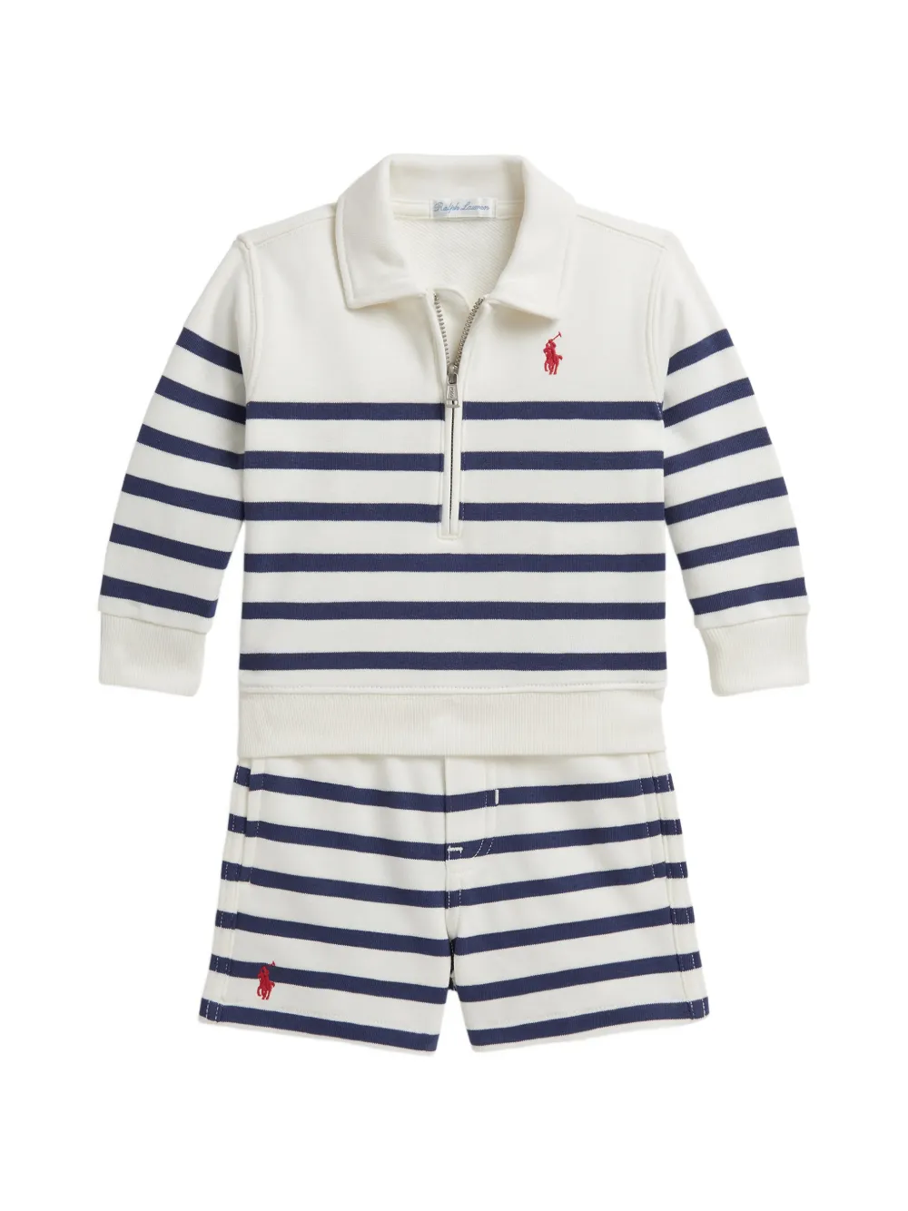 striped polo shirt and shorts set (set of two)