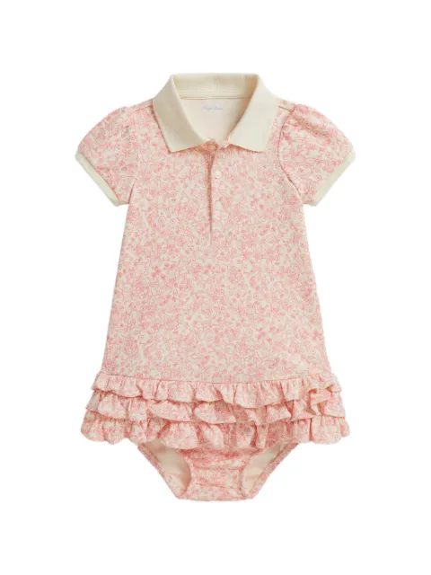 POLO RALPH LAUREN KIDS ruffled floral cotton polo dress (set of two)