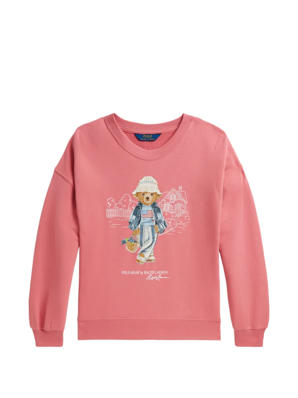 POLO RALPH LAUREN KIDS Bear print crew-neck sweatshirt - Pink