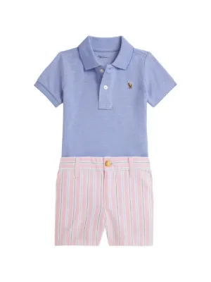 POLO RALPH LAUREN KIDS ポロシャツ＆ショートパンツ 2点組 | ブルー 