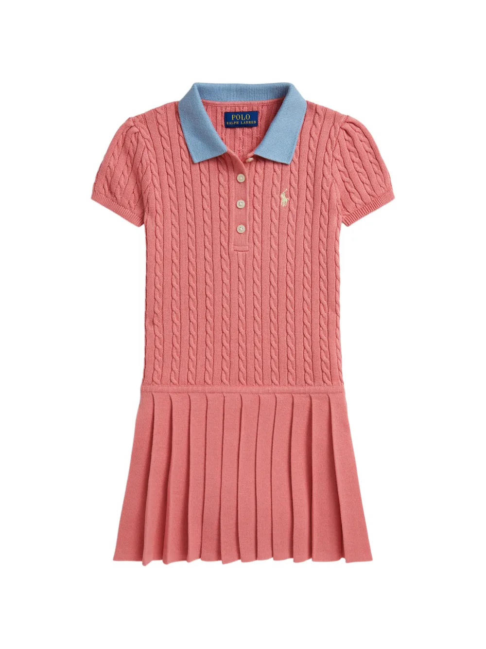 POLO RALPH LAUREN KIDS cable-knit pleated dress - Pink
