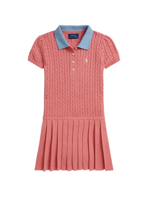 POLO RALPH LAUREN KIDS cable-knit pleated dress