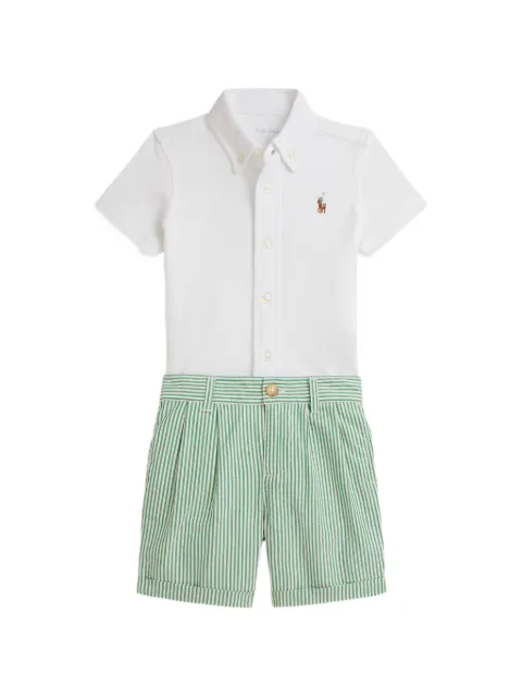 POLO RALPH LAUREN KIDS embroidered pony seersucker shorts (set of two)