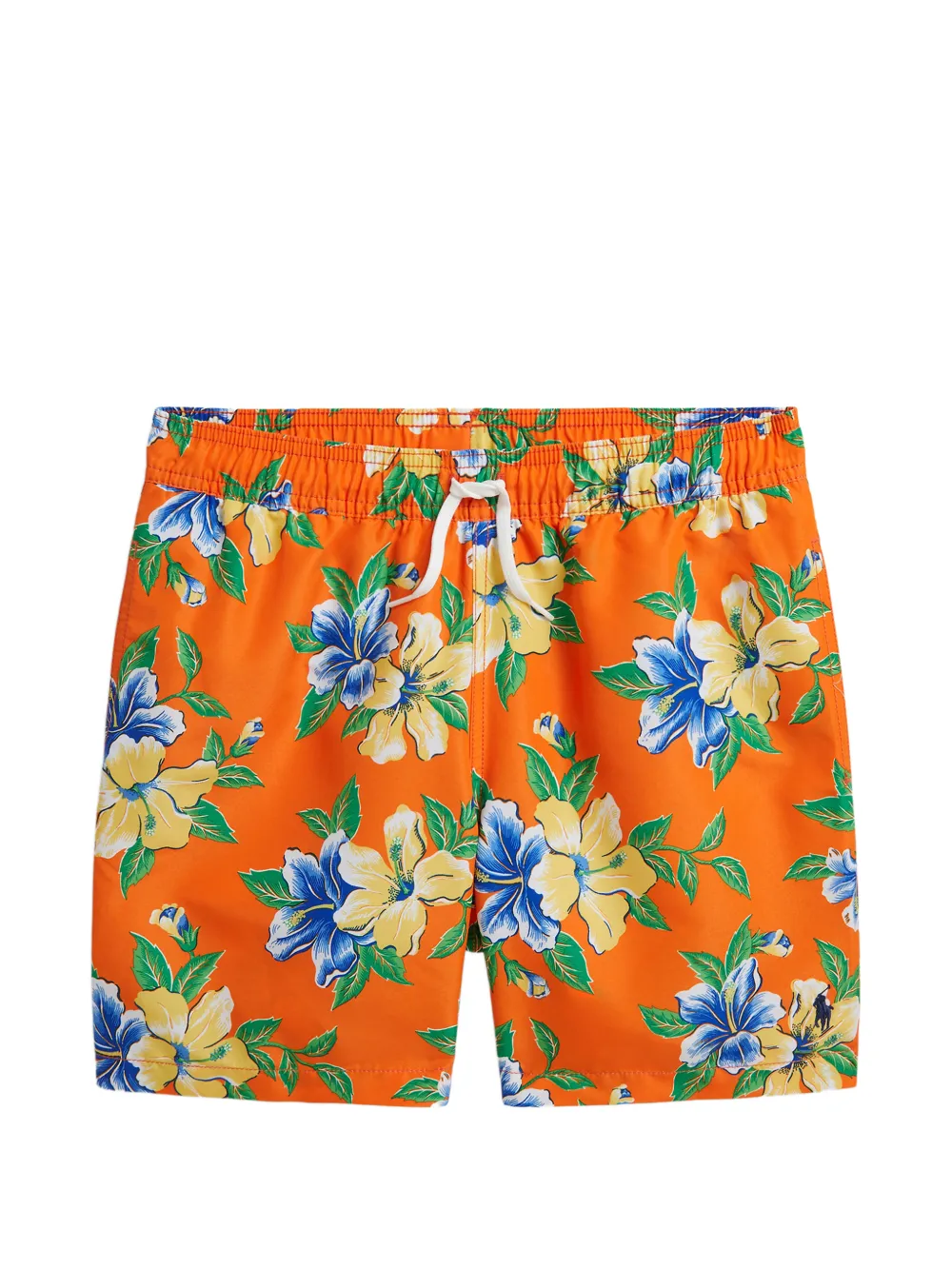 POLO RALPH LAUREN KIDS floral-print drawstring swim shorts - Orange