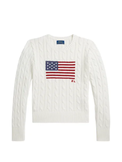 POLO RALPH LAUREN KIDS cable-knit flag sweater