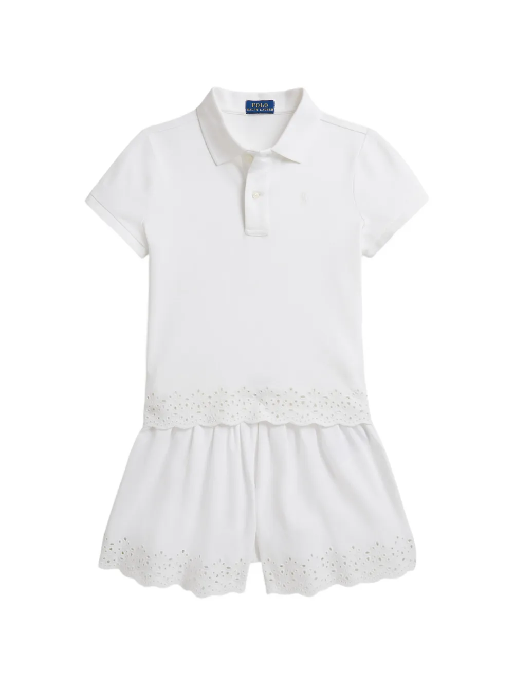 POLO RALPH LAUREN KIDS - Kit 2 peças de short e camisa polo com bordado inglês - kids - algodão/Lycra - L - Branco