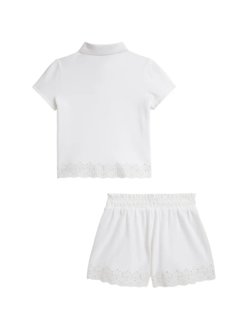 POLO RALPH LAUREN KIDS Poloshirt en shorts met ringlets Wit