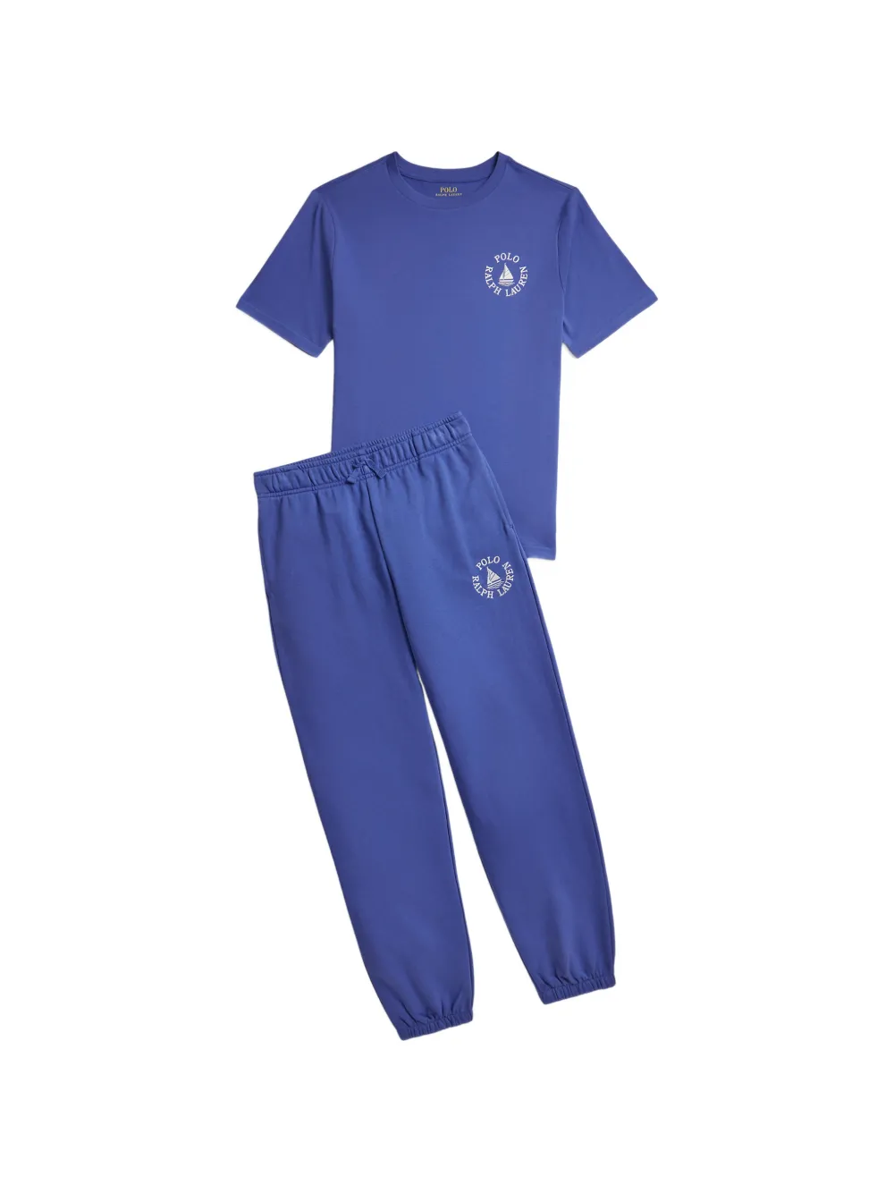 POLO RALPH LAUREN KIDS Katoenen T-shirt met zeilboot-print en logo Blauw