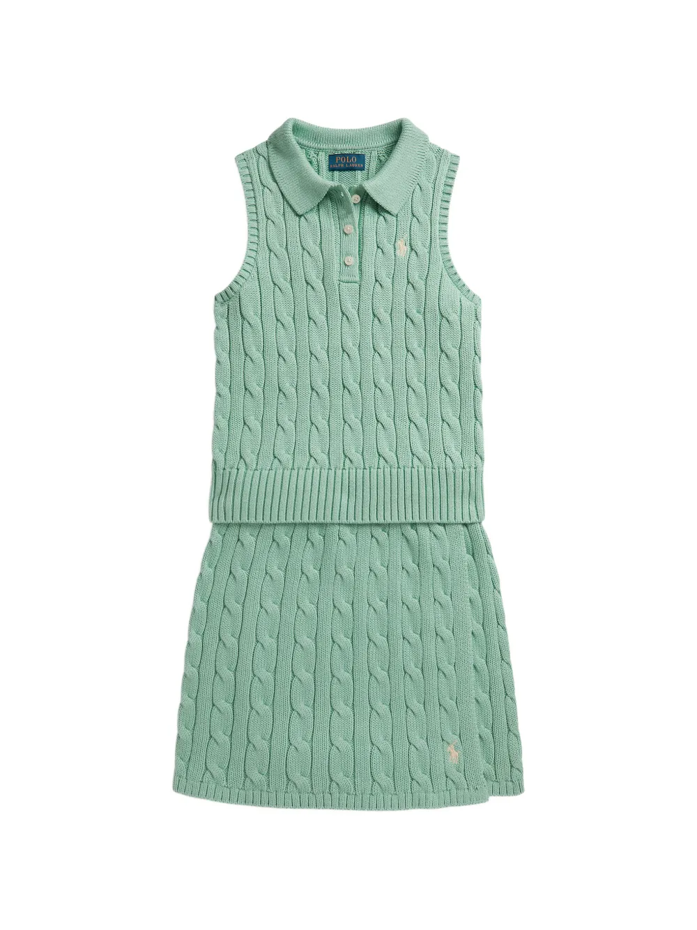 POLO RALPH LAUREN KIDS cable-knit skirt set - Green