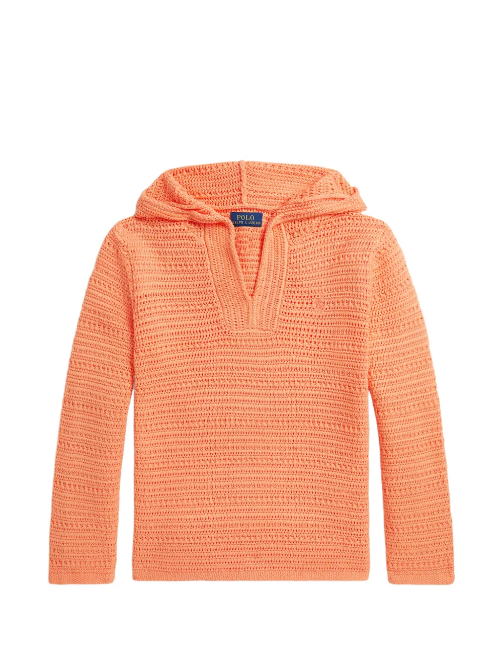 POLO RALPH LAUREN KIDS crocheted hooded sweater - Orange