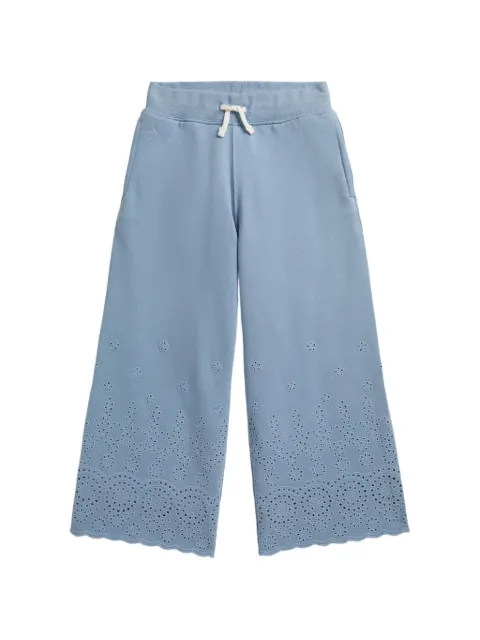 POLO RALPH LAUREN KIDS eyelet wide-leg trousers