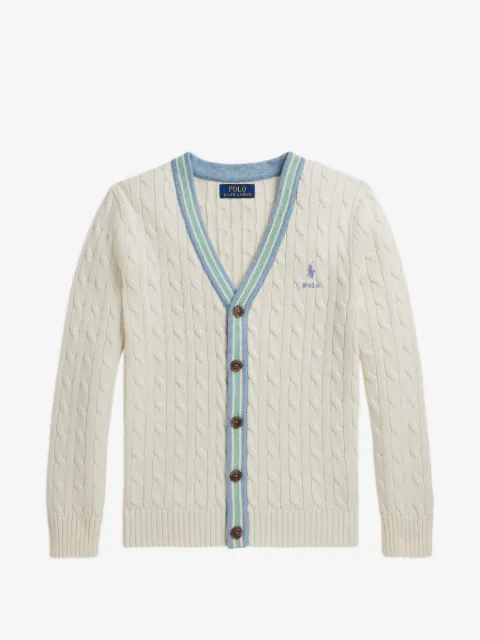 POLO RALPH LAUREN KIDS cable-knit V-neck cardigan