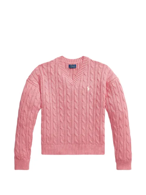POLO RALPH LAUREN KIDS cable-knit V-neck sweater