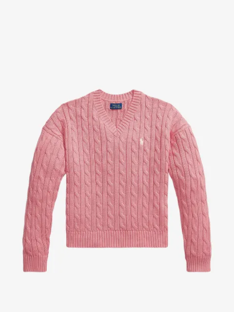 POLO RALPH LAUREN KIDS cable-knit V-neck sweater
