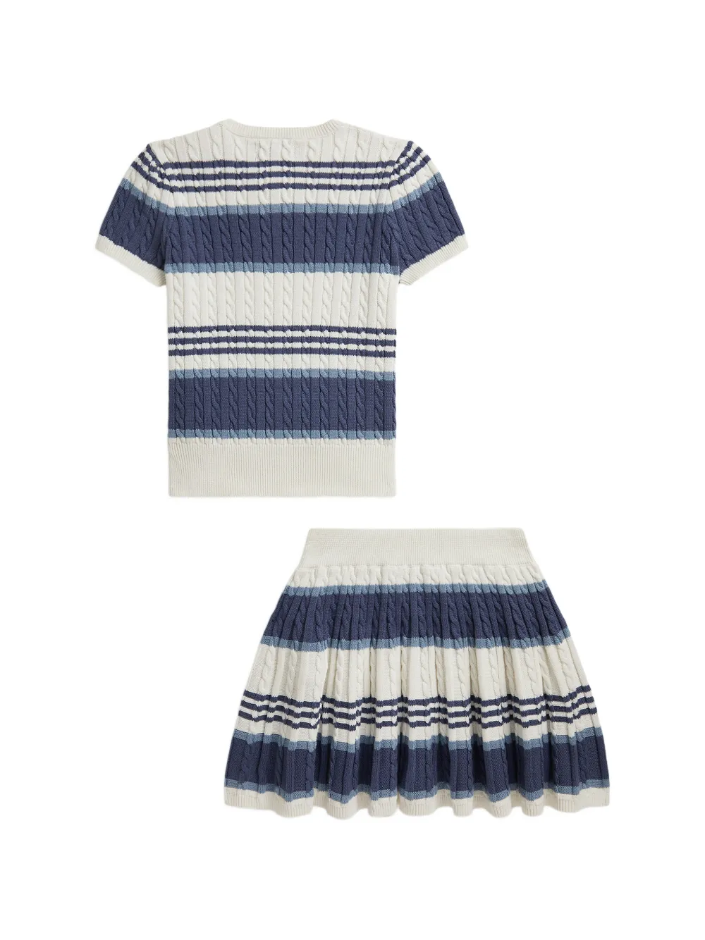 POLO RALPH LAUREN KIDS Kabelgebreide rok set met geborduurd logo Blauw
