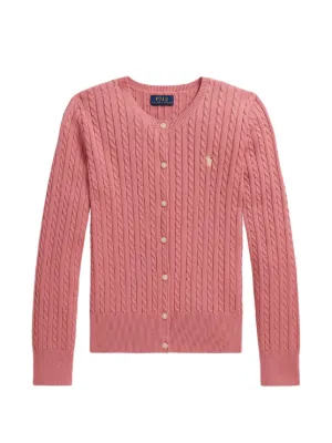 【現行品】POLO RALPH LAUREN ニット カーディガン 短丈 ピンク Polo Ralph Lauren ケーブルニット カーディガン | ピンク | FARFETCH JP