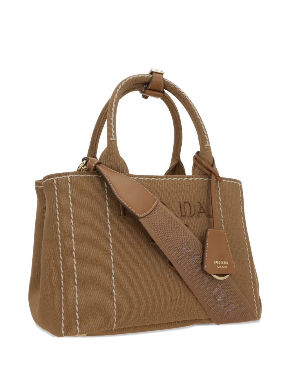 Prada Jardinière shopper met borduurwerk Bruin