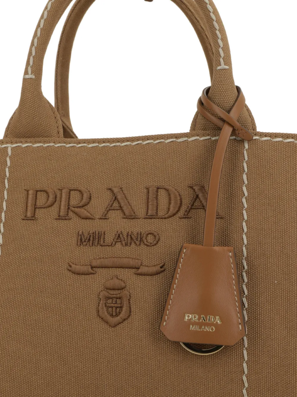Prada Jardinière shopper met borduurwerk Bruin
