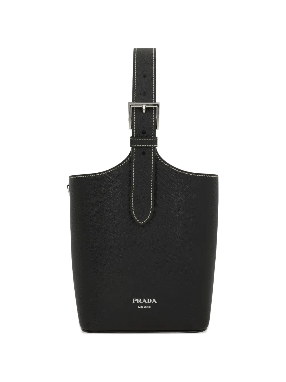 Prada logo-embossed bucket bag - Nero