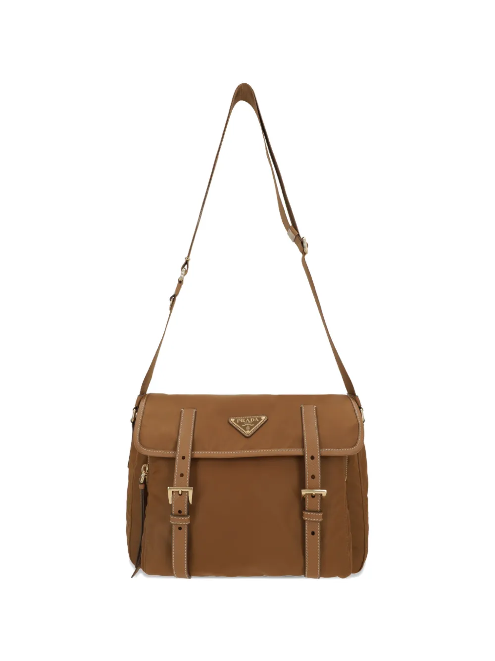 Prada medium triangle-logo cross body bag - Marrone