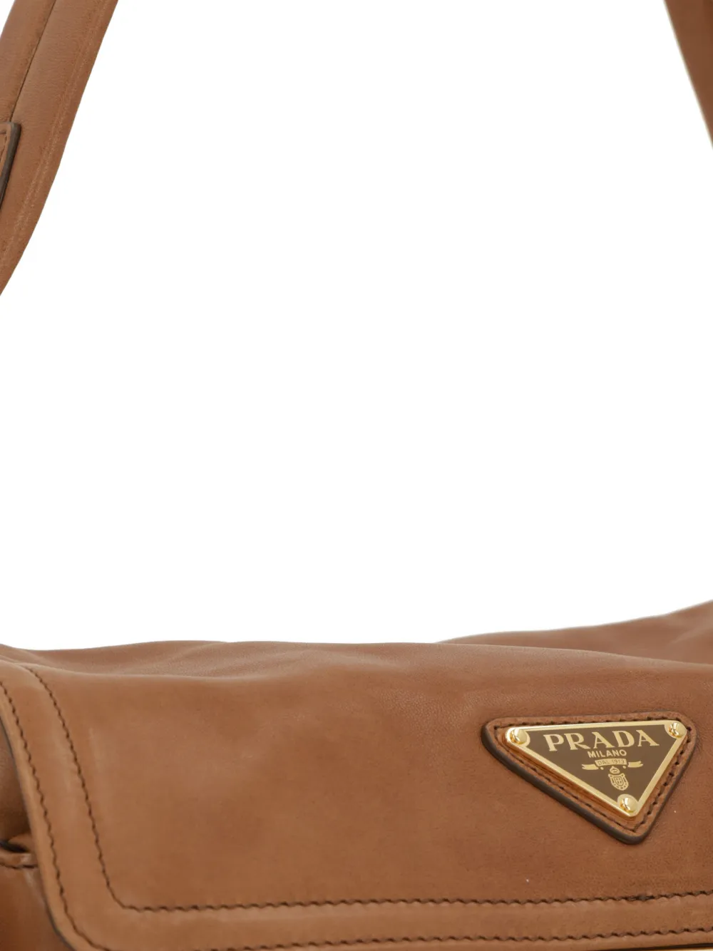 Prada Medium Explore leren schoudertas met gesp Bruin