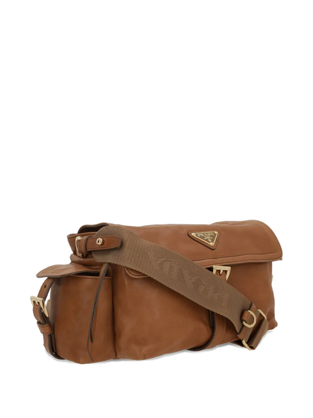 Prada Medium Explore leren schoudertas met gesp Bruin