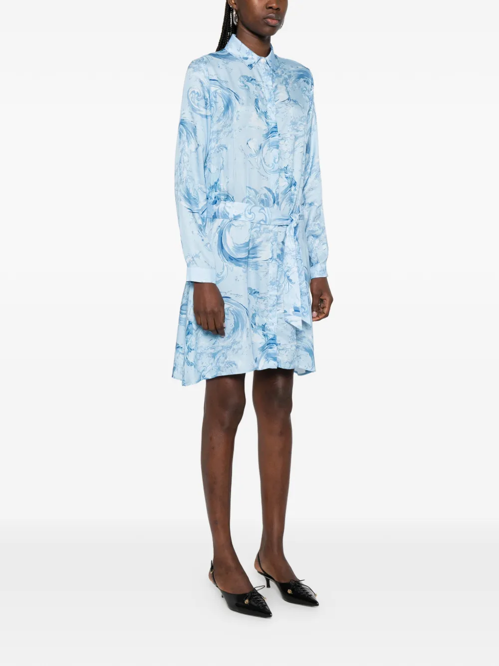 Versace Jeans Couture Mini-jurk met gestrikte taille en patroon Blauw