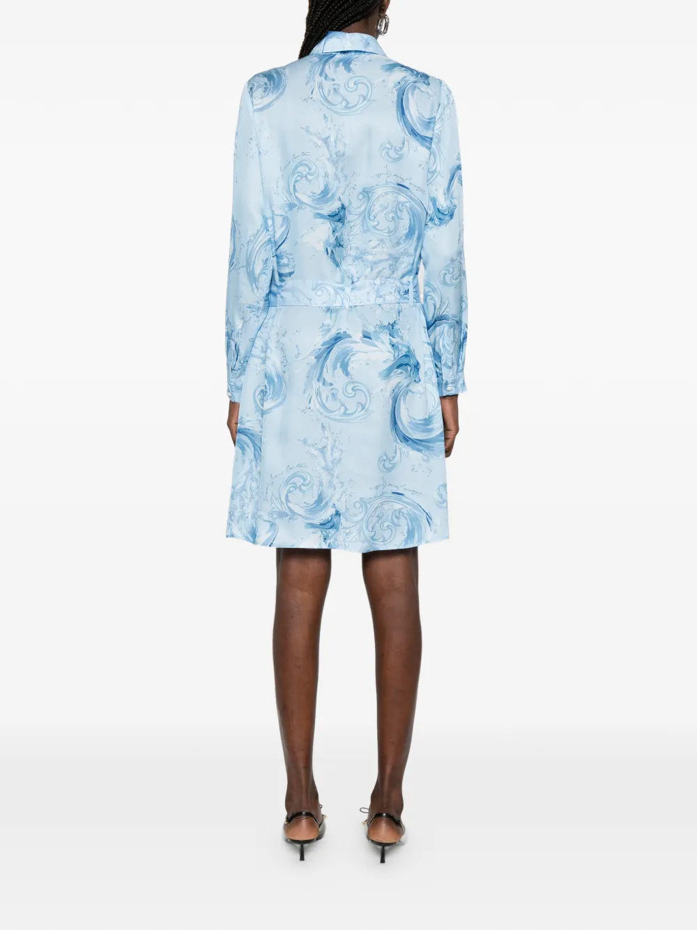 Versace Jeans Couture Mini-jurk met gestrikte taille en patroon Blauw