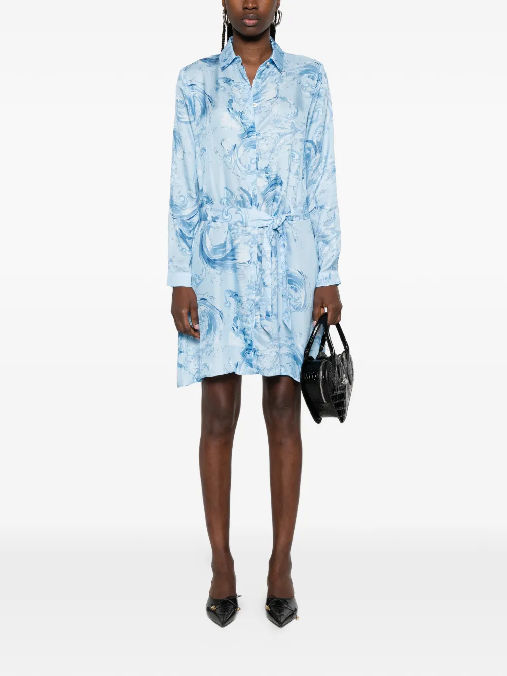 Versace Jeans Couture Mini-jurk met gestrikte taille en patroon Blauw