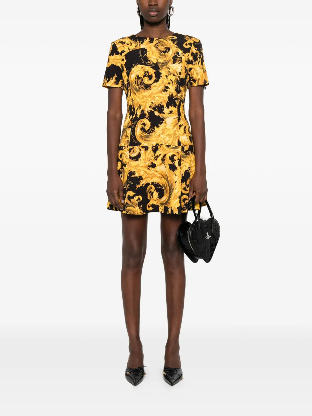 Versace Jeans Couture Mini-jurk met barokprint Zwart