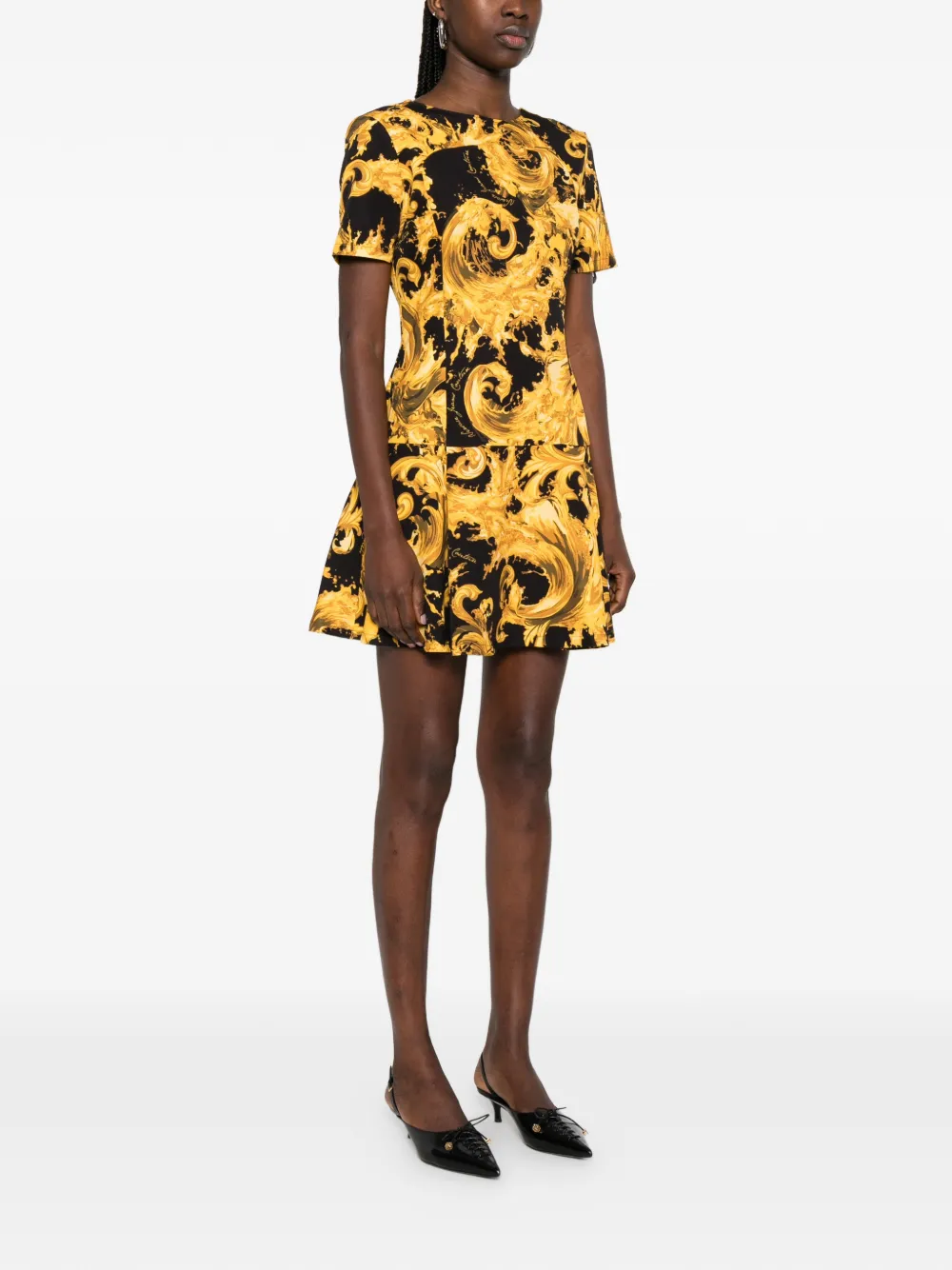 Versace Jeans Couture Mini-jurk met barokprint Zwart