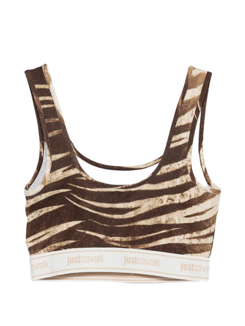 Just Cavalli Zebra Print Crop Top - Brown 