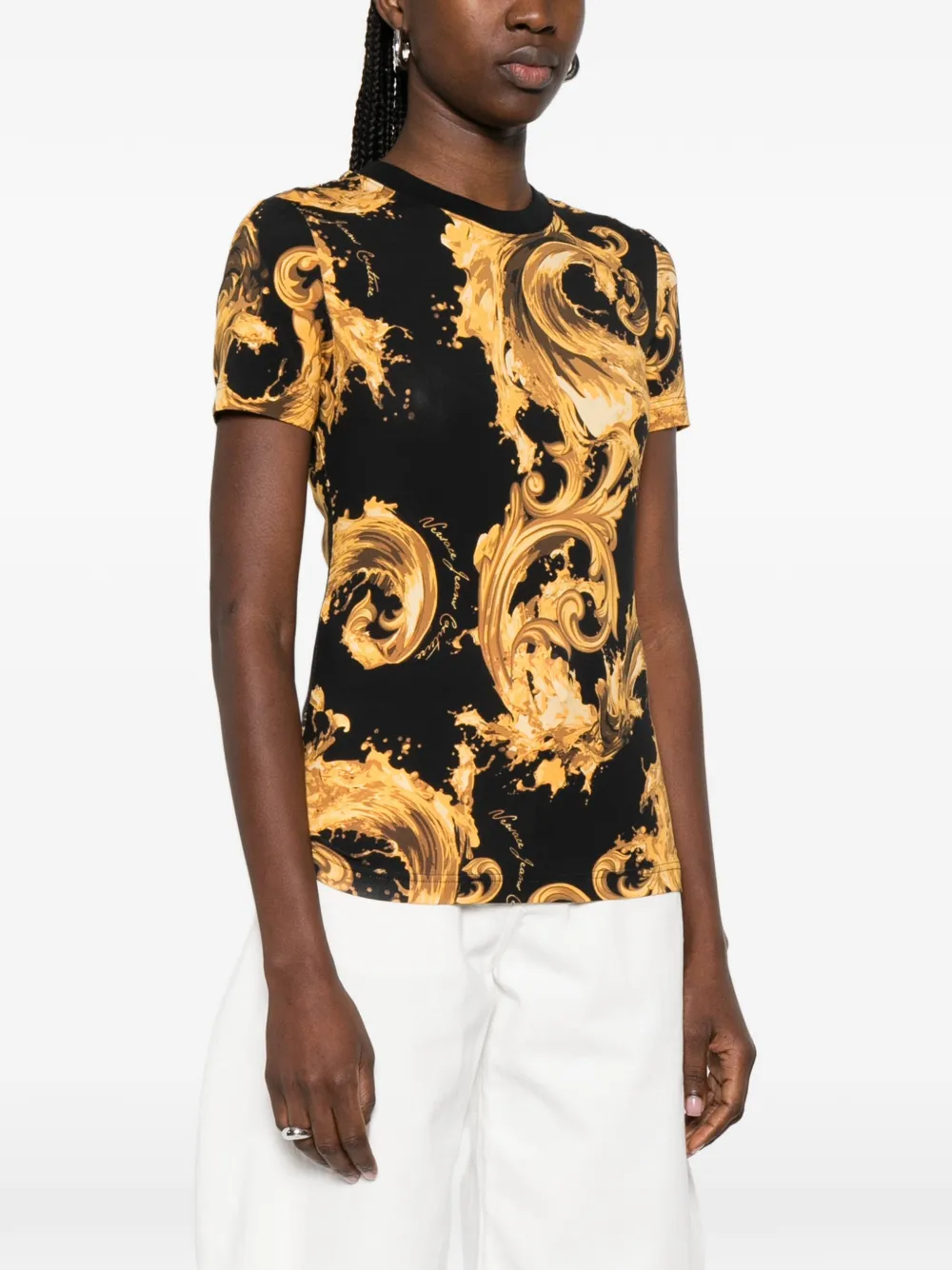 Versace Jeans Couture T-shirt met barokprint Zwart