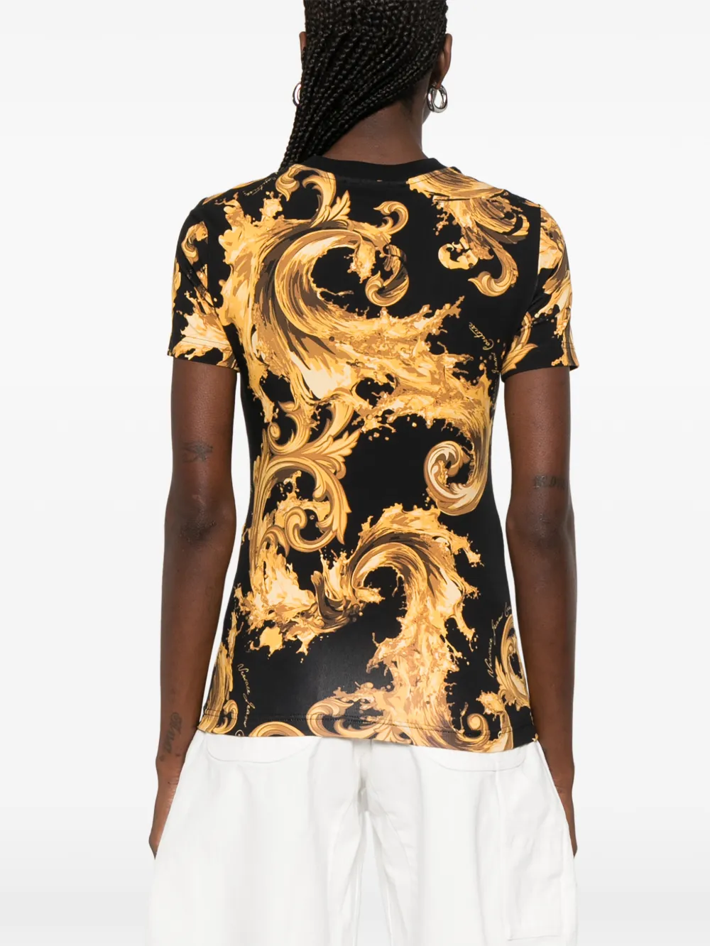 Versace Jeans Couture T-shirt met barokprint Zwart
