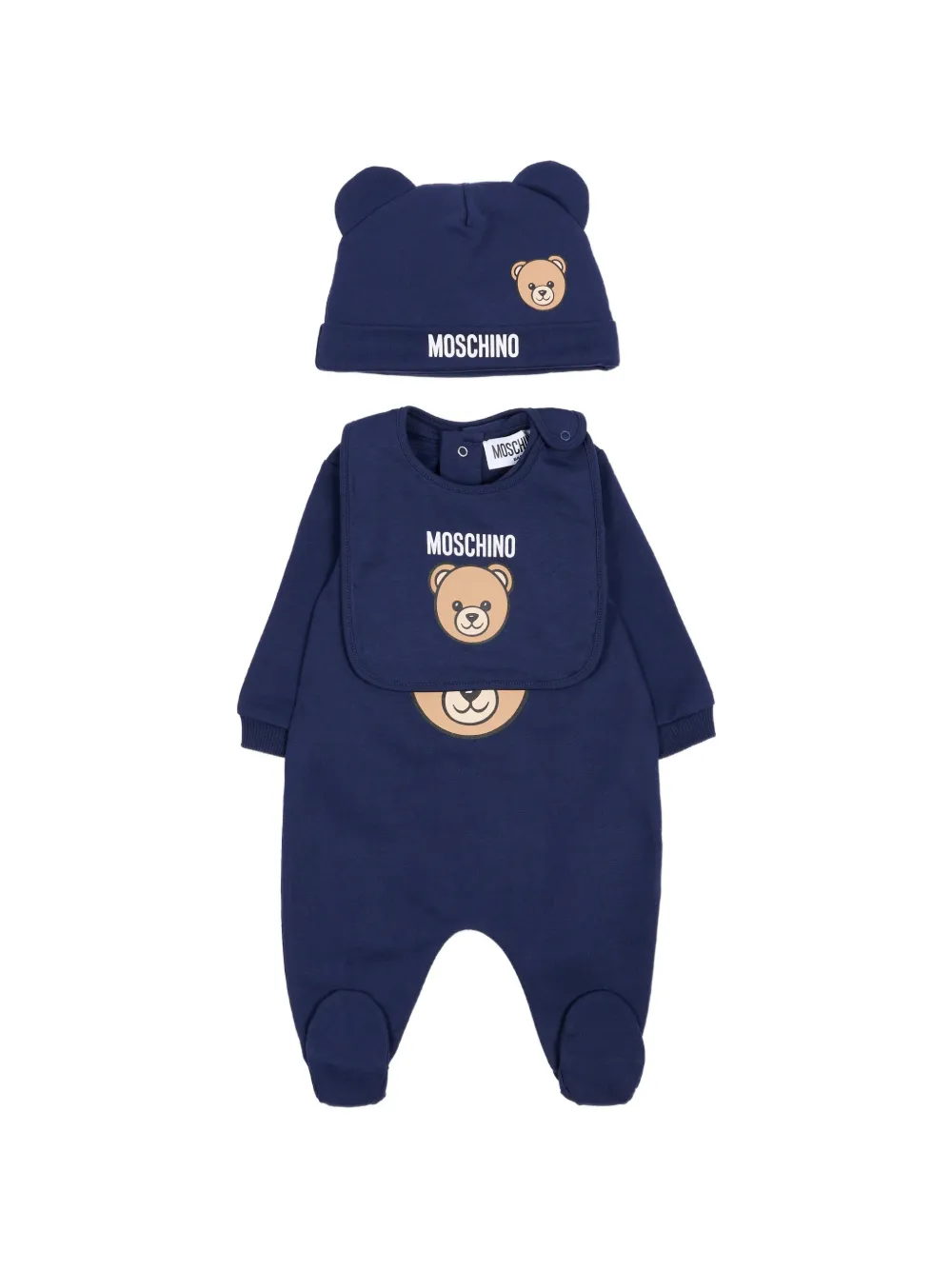 Moschino Kids bear print babygrow set - Blau