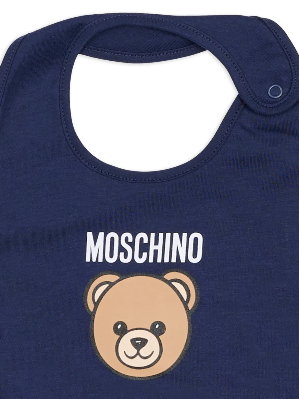 Moschino Kids Slabbetje en muts met teddybeeroren Blauw