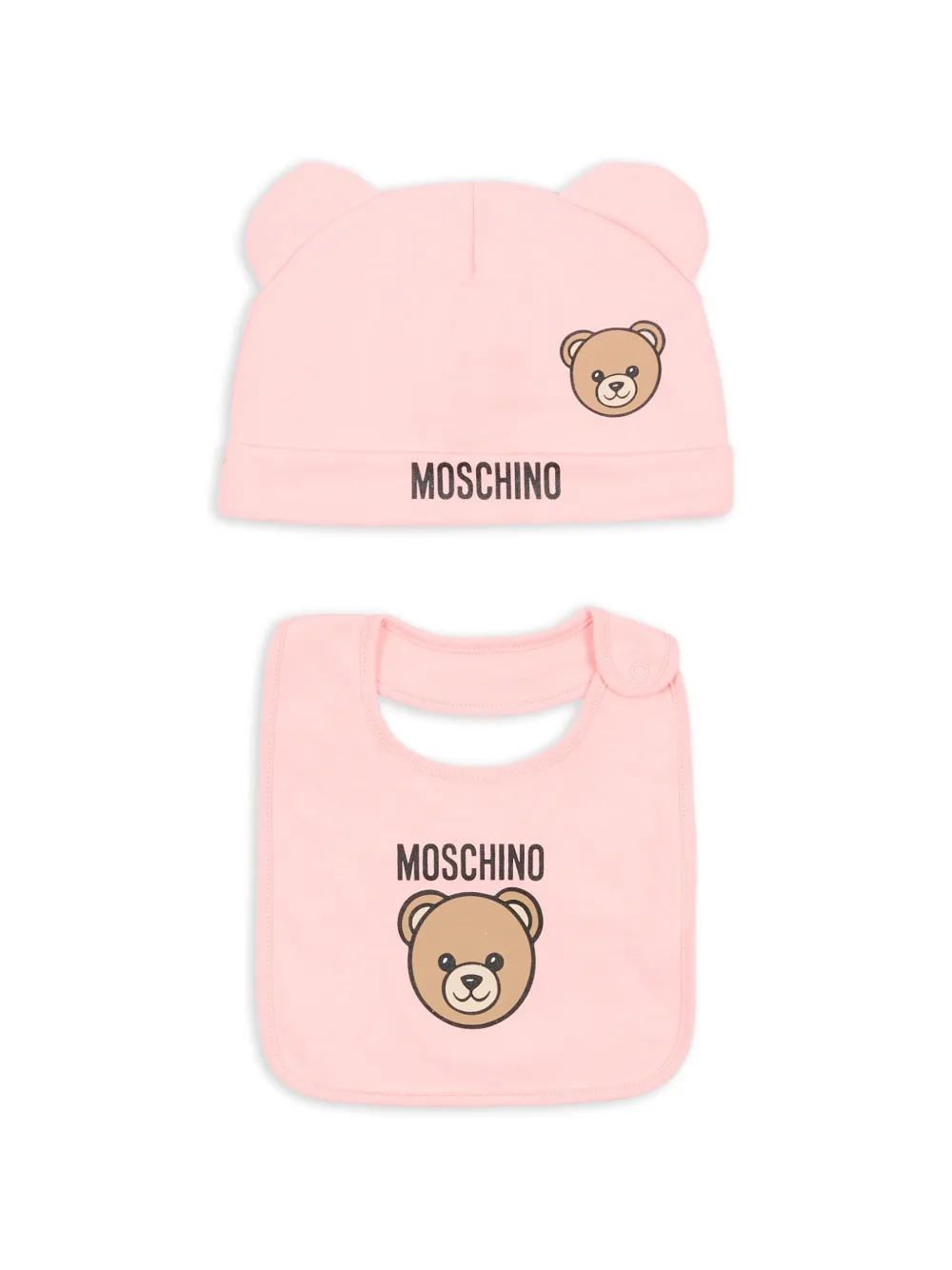 Moschino Kids logo-detail hat set - Rosa
