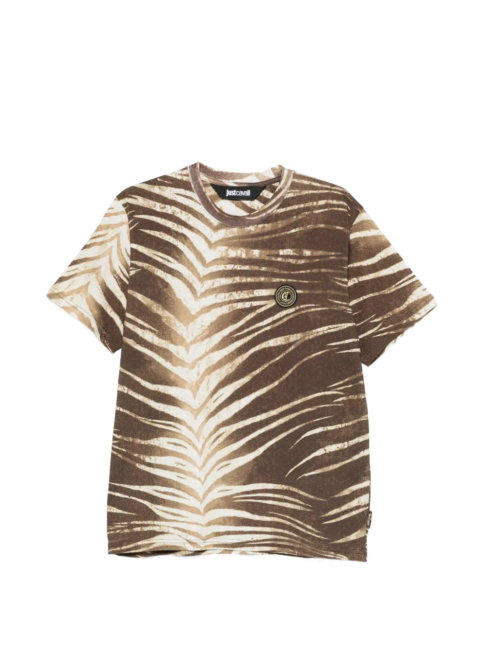 Just Cavalli animal-print logo-patch T-shirt - Marrone