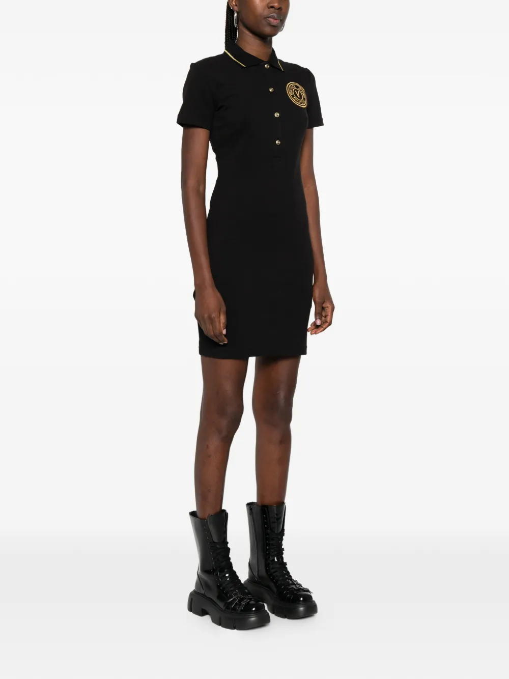 Versace Jeans Couture Mini-jurk met logo Zwart