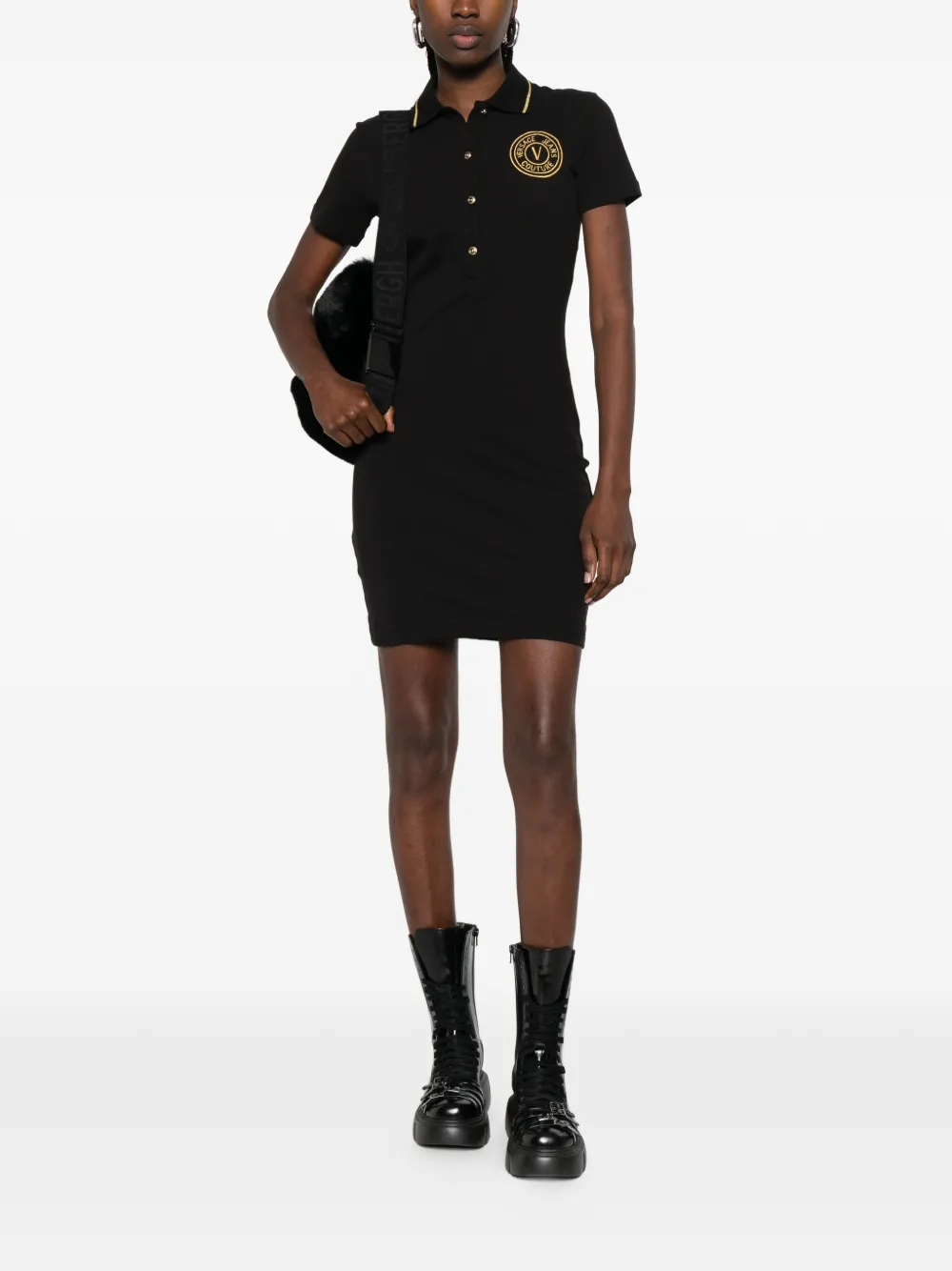 Versace Jeans Couture Mini-jurk met logo Zwart
