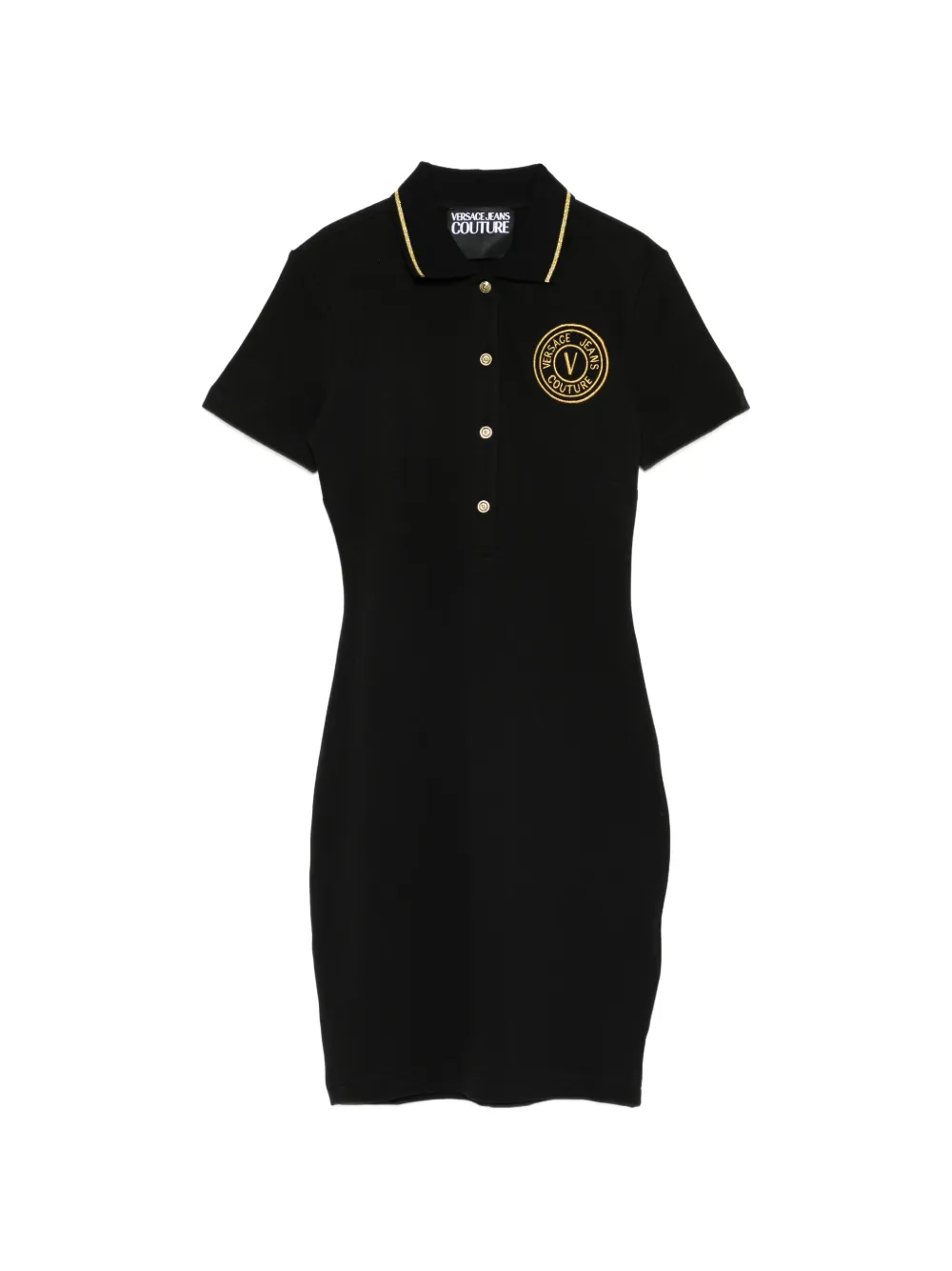 Versace Jeans Couture button logo mini dress - Nero