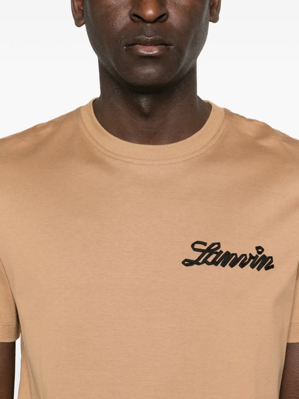 Lanvin T-shirt met logo Bruin