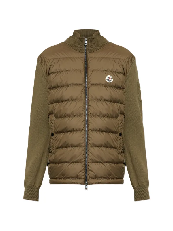 Moncler Cardigan Com Zíper e Matelassê Frontal | Verde | FARFETCH BR